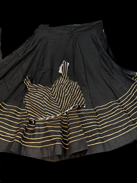 Size 38 and can be altered up to size40 ) Pure Rayon based full bigger flared Chaniya with beautiful blouse (sleeves fabric inside)