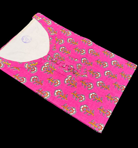 Pure Cotton based Printed short Kurti for girls /Ladies (Size 38 - length 28 inches, Size 42 ,46, 48 length -31 inches)sleeves 17 inch