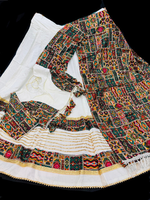 Size 44 and  can be altered up to size 46) Pure Rayon based full bigger flared Chaniya with beautiful blouse and printed Rayon Dupatta