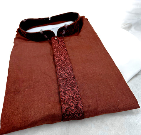 Pure cotton based Plain kurta with white pajama Set