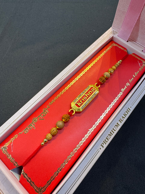Krishna design Beautiful Stone Work Rakhi in nice pack gift box
