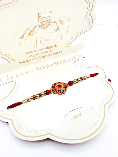 Beautiful stone Studded Rakhi In Beautiful Packing With beautiful message for Bhai