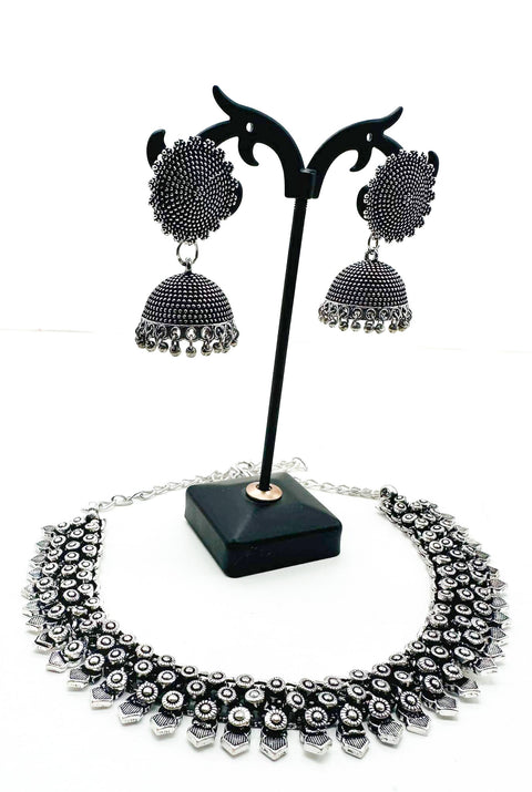 Beautiful Oxidised Necklace with Earrings