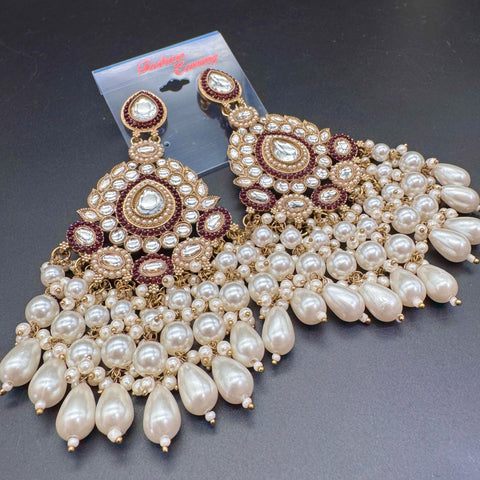 Beautiful Kundan & Pearls work bigger earrings (very lite weight)