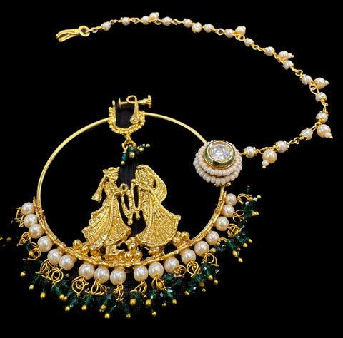 Dulha Dulhan design large size Original polki stone Beautiful Bride Nath (non piercing)