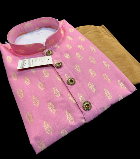 Soft Silk based Heavy brocade work designer Kurta with golden Pajama