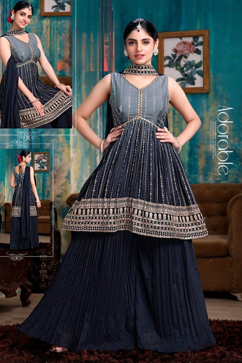 Georgette based embroidery with sequined work sharara suit