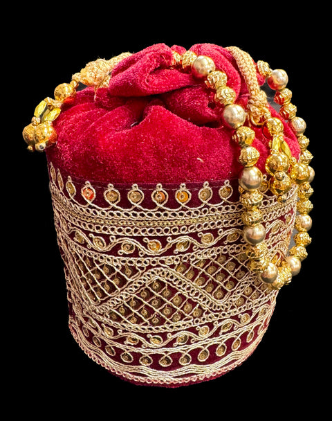 Velvet based Embroidery with stones  work hand bag /potli bag