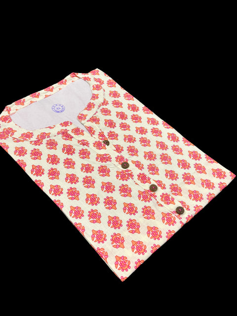 Pure Cotton based Printed short Kurti for girls /Ladies (Size 38 - length 28 inches, Size 42 ,46, 48 length -31 inches)