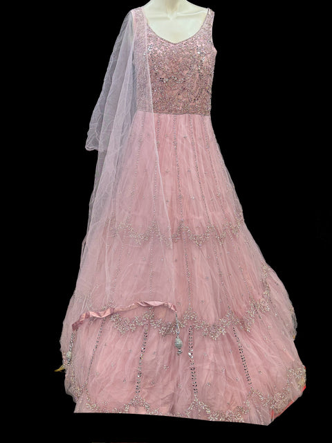 (Video clip attached)Netting Based Beautiful Mirror & Stone Work Designer Party Gown