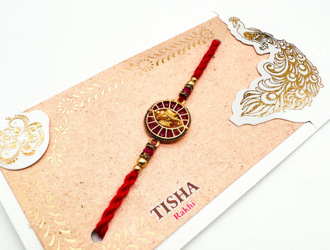 Beautiful Stone Work Rakhi On Greeting Card