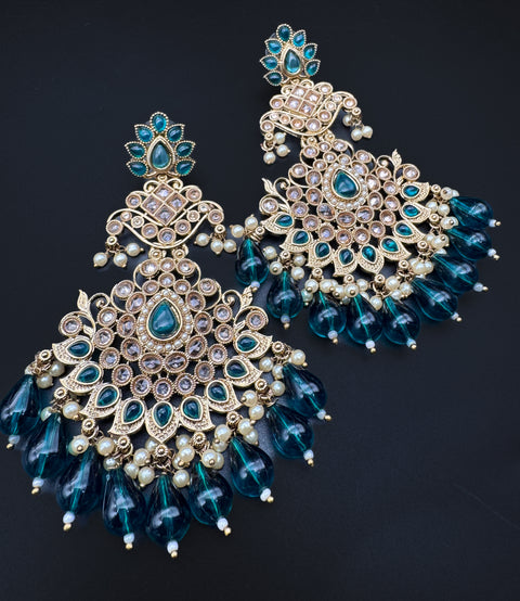 Original Polki with beautiful pearls heavy look Earrings with lite weight