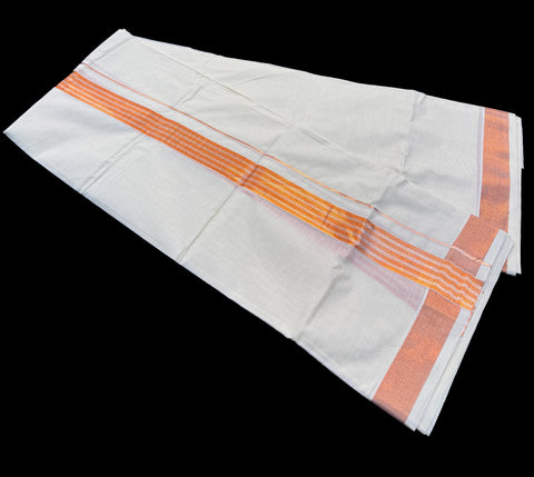 Woven Cotton Kerala Mundu / Dhoti in Off White ( 4 mtrs )