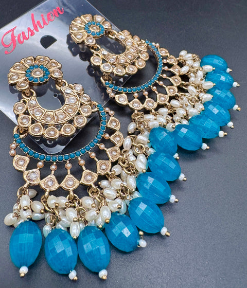 Beautiful Kundan & Pearls work bigger earrings (very lite weight)