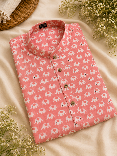 Pure cotton based Men’s Printed kurti (sizes mentioned in inches ,not according to the label on Kurti)size 44kurti- Length 40 inches and size 46-length 42 inches ) Kurti only. Pants not included.