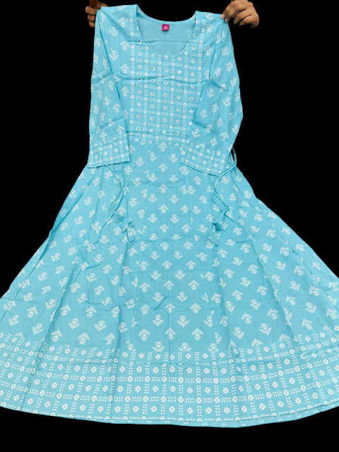 Pure Rayon cotton base printed flared kurti