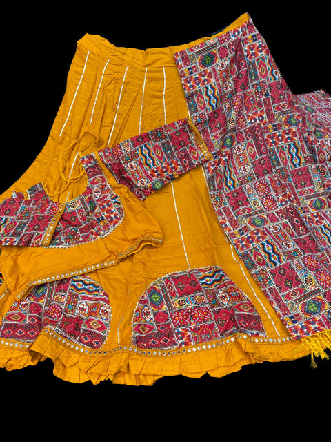 Size 42and can be altered up to size 44) Pure Rayon based full bigger flared Chaniya with beautiful blouse and printed Rayon Dupatta