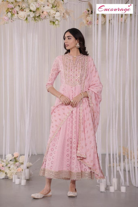 Cotton based heavy handwork &  mirror work all over on Kurti and handwork Dupatta with Plazo Pents (video clip attached)