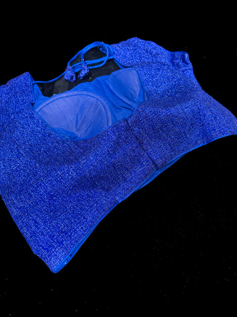 Bright Royal Blue Shimmery stretchy fabric beautiful Blouse