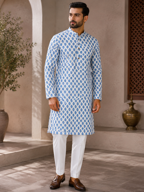 Pure cotton based Men’s Printed kurti (sizes mentioned in inches ,not according to the label on Kurti)size 44 kurti- Length 40 inches and size 46-length 42 inches ) Kurti only. Pants not included.