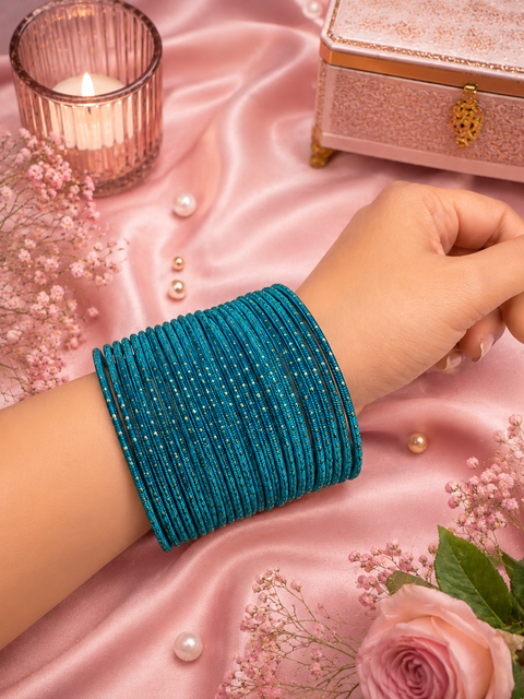 Golden Shimmer dotted metal bangles 2 dozen in 1 Set (slight variation in color & design may occur)