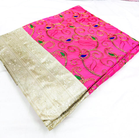 Silk Based embroidery work Rumala Sahib Double Set With Palkan