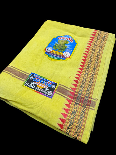 Lemon Colour cotton based apx 5 meter Dhoti