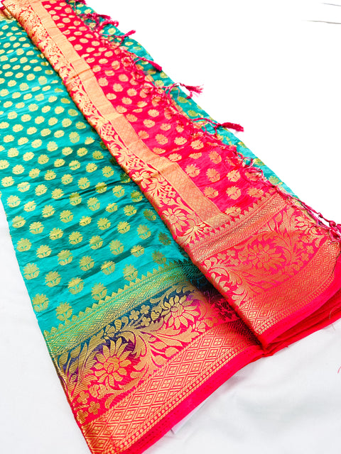 Art Silk Based beautiful design Saree with contrast Pallu & Blouse