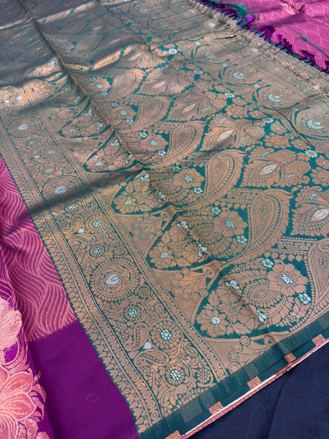 Soft Silk Saree with contrast beautiful pallu and blouse