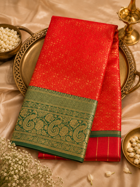 Premium soft Silk Saree with rich zari weaving and contrast woven pallu. featuring elegant dual-tone shades.Model-worn blouse is for reference only. Unstitched blouse piece is attached with saree(slight variation in color & design is possible)