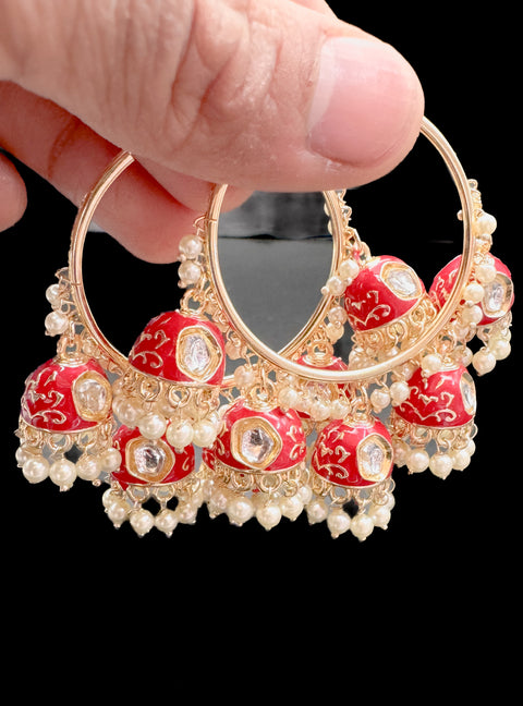 Meenakari work Beautiful pearls & kundan work jhumka balian
