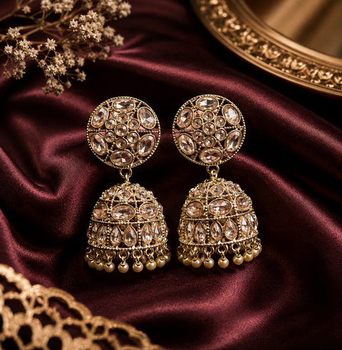 Polki stone with pearls work beautiful Jhumka