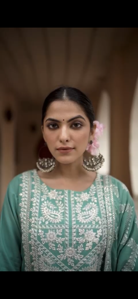 Pure & Soft Rayon Based Designer Lakhnavi Embroidered Kurti With Plazo Pants & Dupatta(Clip Attached to watch the design)