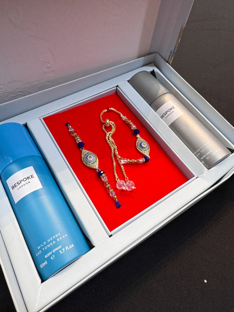 (Video clip attached)Bhaiya Bhabhi Rakhi with Perfumed deodorants gift pack