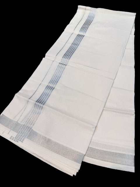 Woven Cotton Kerala Mundu / Dhoti in White ( 3.9 mtrs )