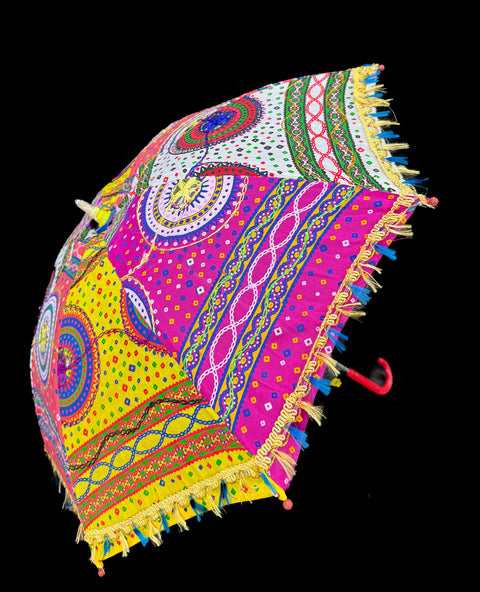 Bandhani multicoloured print  work embroidered design umbrella for wedding  /Haldi /Mehndi decor