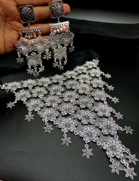 Beautiful work oxidised Necklace with earrings