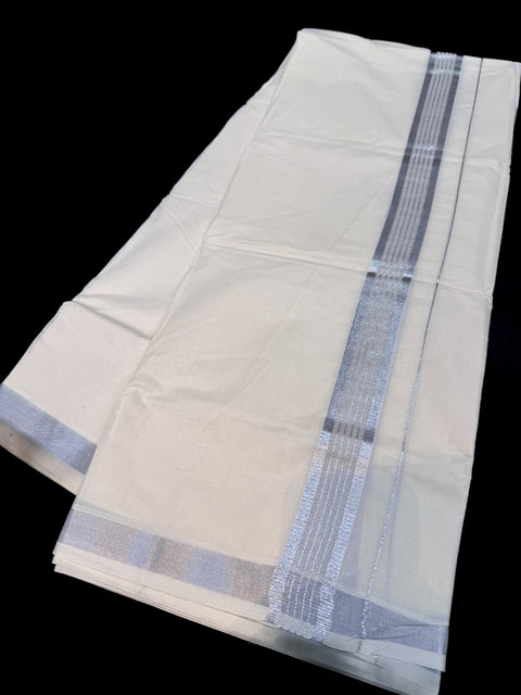 Woven Cotton Kerala Mundu / Dhoti in Off White ( 4 mtrs )