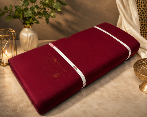 Deep Wine Red Pure full Voile turban fabric in granola( beige) colour ($5 Per Meter)