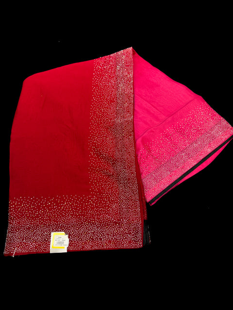 Beautiful swarovski Stones work design beautiful Georgette Silk Saree