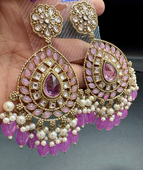 Beautiful Kundan & Pearls work bigger earrings (very lite weight)