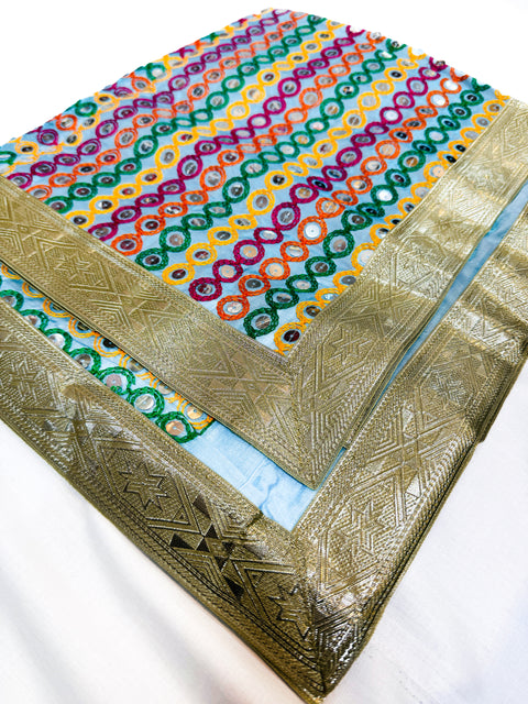 Silk Based Embroidery Work with big sequined work Rumala Sahib Double Set With Palkan