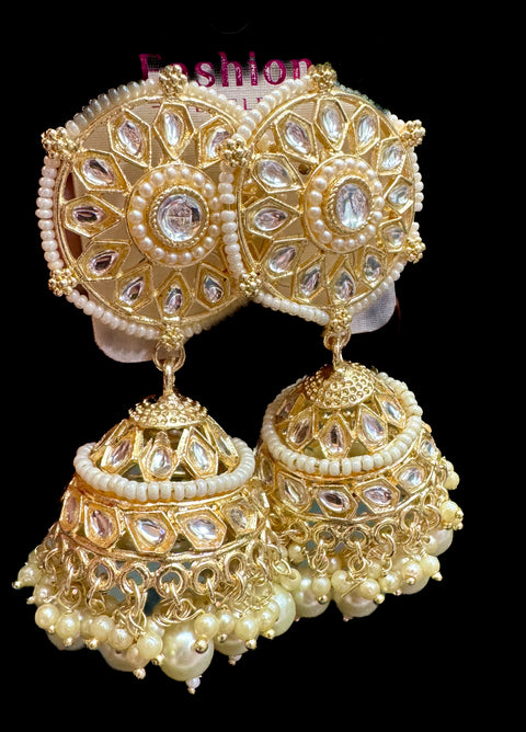 Bigger size and lite weight Beautiful pearls with kundan work jhumka