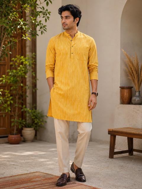 Pure cotton based Men’s Printed kurti (sizes mentioned in inches ,not according to the label on Kurti)size 44 kurti- Length 40 inches and size 46-length 42 inches ) Kurti only. Pants not included.