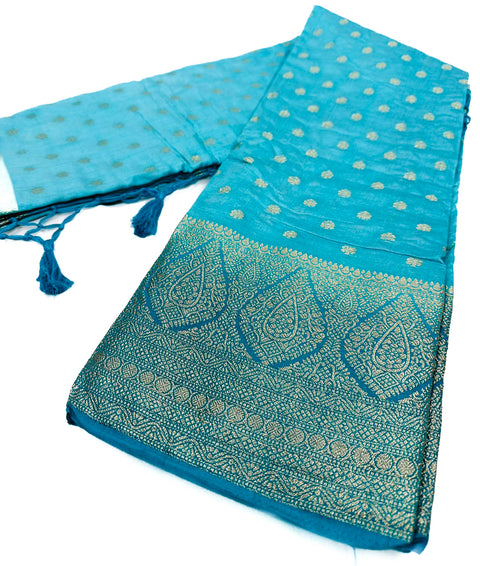 Art Silk Saree beautiful designed with contrast blouse and Pallu