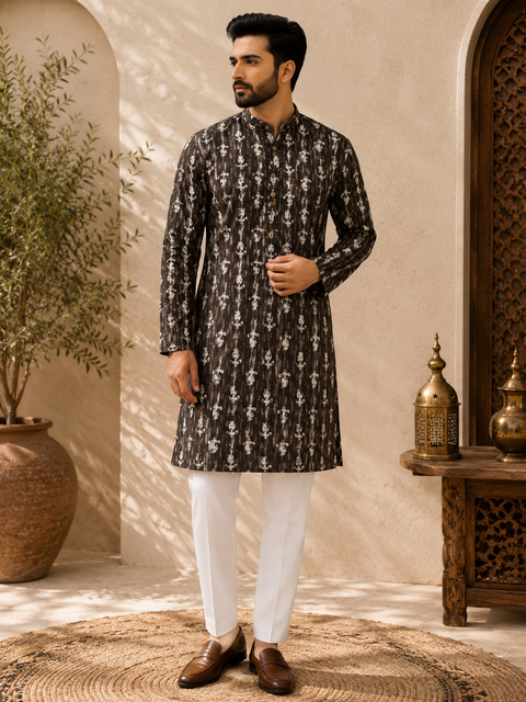 Pure cotton based Men’s Printed kurti (sizes mentioned in inches ,not according to the label on Kurti)size 44 kurti- Length 40 inches and size 46-length 42 inches ) Kurti only. Pants not included.