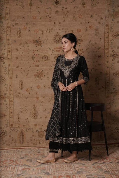 Pure & Soft Rayon Based Designer Embroidered & Mirror work Kurti With Plazo Pants & Dupatta