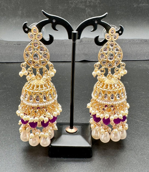 Kundan studded & pearls work designer heavy work Necklace set with beautiful Earrings & Tikka