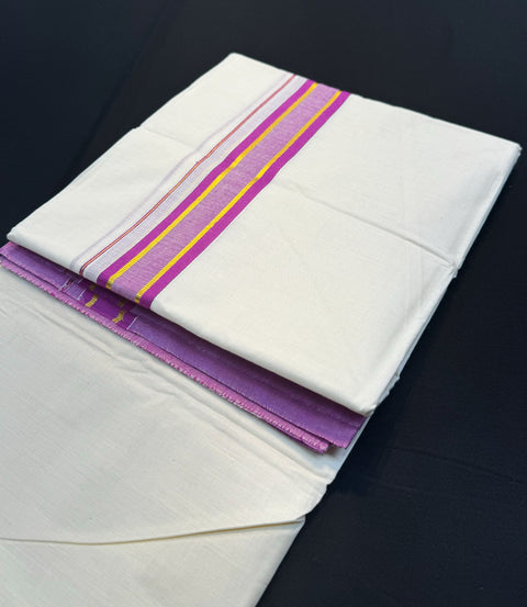 Woven Cotton Kerala Mundu / Dhoti in Off White ( 4 mtrs )