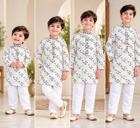 Soft Rayon based embroidery with sequined work kurta, Comes with a white pajama.Slight variation in colour and design is possible